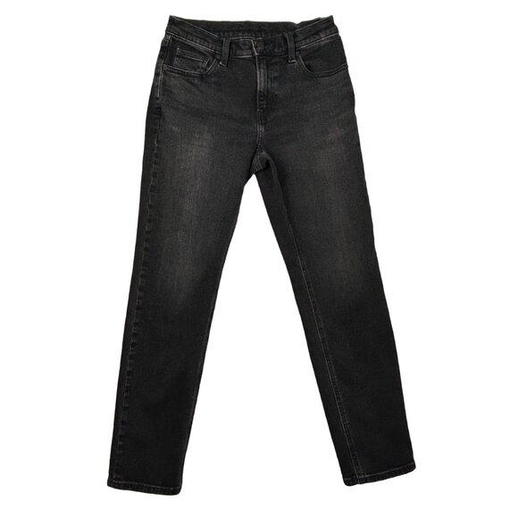 Uniqlo Jeans Womens 26x27*‎ Slim Straight Mid-Rise Black Stretch Denim - Picture 1 of 14